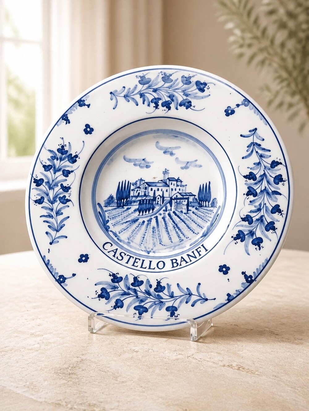 13.5''D Castello Banfi Montalcino Fatto E Dipinto A Mano 1998 Plate Bowl Decor